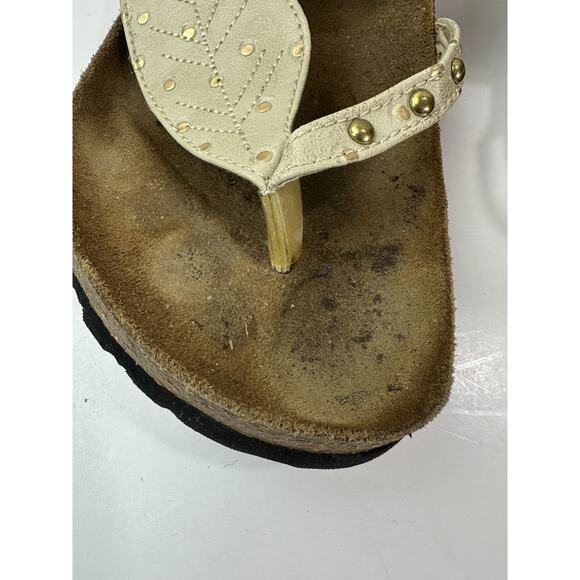 Betula Birkenstock Bombay Leaf Studded Sandals Womens 9 EU 40 Beige Cream Slides - Picture 4 of 16
